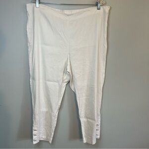 J. Jill Linen Stretch Cropped Pants Solid Side Zip Women's Sz XL Wide Leg White
